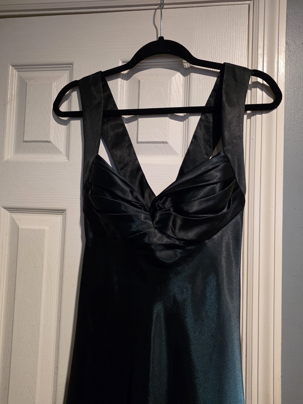 Onyx Nite Teal/black Ombre Satin Floor Length Dress - Picture 3 of 7